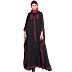 Kaftan style bow abaya- Black-Maroon